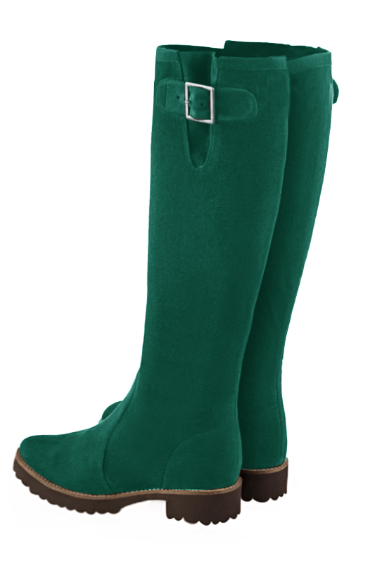 French elegance and refinement for these emerald green knee-high boots with buckles, 
                available in many subtle leather and colour combinations. Record your foot and leg measurements.
We will adjust this beautiful boot with inner zip to your leg measurements in height and width.
The outer buckle allows for width adjustment.
You can customise the boot with your own materials, colours and heels on the "My Favourites" page.
 
                Made to measure. Especially suited to thin or thick calves.
                Matching clutches for parties, ceremonies and weddings.   
                You can customize these knee-high boots to perfectly match your tastes or needs, and have a unique model.  
                Choice of leathers, colours, knots and heels. 
                Wide range of materials and shades carefully chosen.  
                Rich collection of flat, low, mid and high heels.  
                Small and large shoe sizes - Florence KOOIJMAN